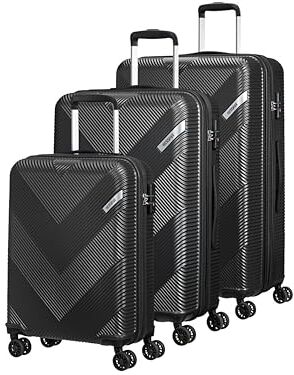 American Tourister Exoline Set di 3 valigie, Nero, (Black)