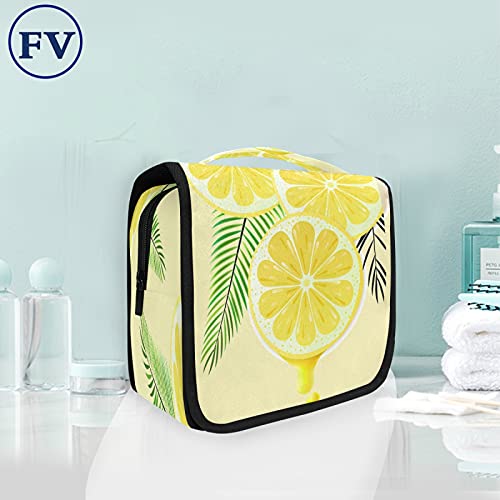 BEUSS Giallo Limone Appeso Pieghevole da Toilette Borsa da viaggio Trousse da Toilette Beauty Case per da Donna Ragazza