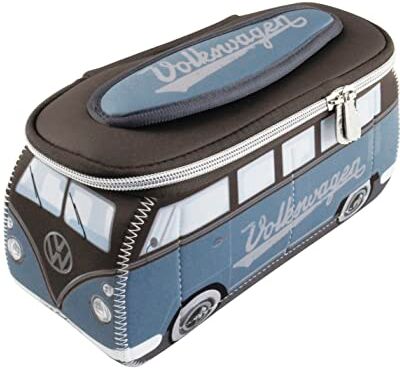 Brisa VW Collection Volkswagen Beauty-case da viaggio in Neoprene, porta oggetti con manico, Campervan Bus T1 design (Azzurro & Marrone/Piccolo)