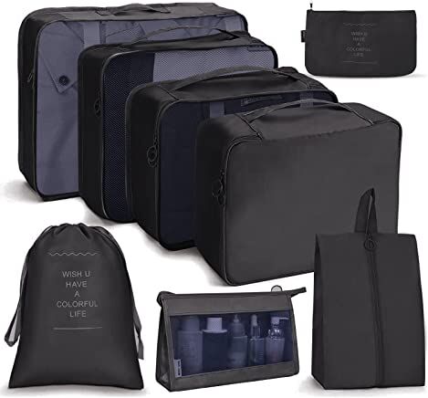 OSDUE Organizer Valigie, 8 Pezzi Sistema di Cubo di Viaggio, Separatori Buste Viaggio Travel Organizer, Abbigliamento Intimo Calzature Organizzatori Sacchi Valigia di Stoccaggio Set