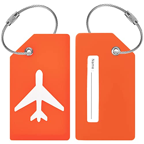 BlueCosto 2x Arancione Etichette Valigia Viaggio Aereo Etichetta per Valigie Aereo Targhetta Bagaglio Luggage Tag