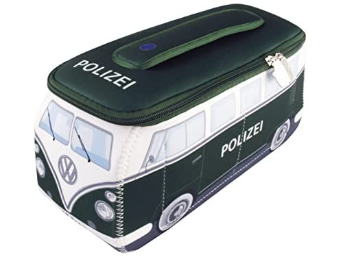 Brisa VW Collection Volkswagen Beauty-case da viaggio in Neoprene, porta oggetti con manico, Campervan Bus T1 design (Polizia/Verde scuro/Grande)