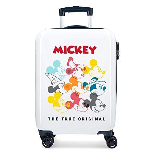 Disney Mickey Magic Trolley Cabina Bianco 37x55x20 cms Rigida ABS Chiusura a Combinazione Numerica 33L 2,8Kgs 4 Doppie Ruote Bagaglio a Mano, Bianco (Blanco)