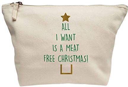 Creative Flox Beauty case creativo con scritta"I Want Meat Free Christmas