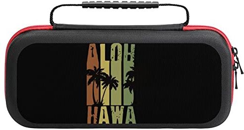 Generic428 Aloha Hawaii Retro Surf Carry Case Compatibile con Switch con 20 porta cartucce di gioco Hard Shell Borsa da viaggio