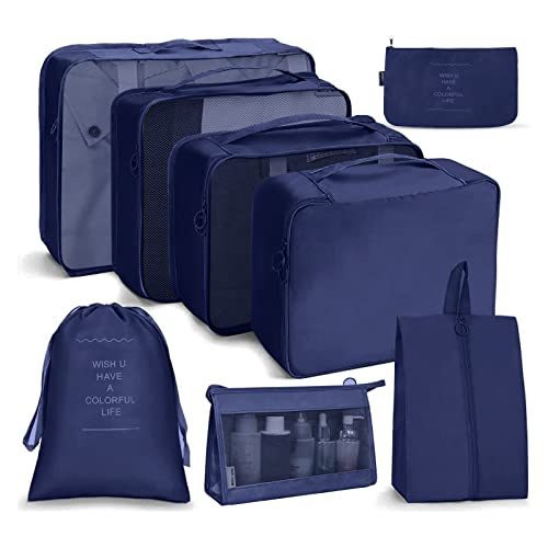 OSDUE Organizer Valigie, 8 Pezzi Sistema di Cubo di Viaggio, Separatori Buste Viaggio Travel Organizer, Abbigliamento Intimo Calzature Organizzatori Sacchi Valigia di Stoccaggio Set