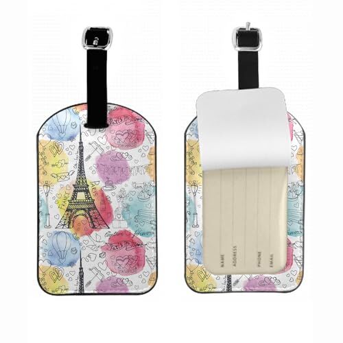 DTIGBVA Torre Eiffel 1 pacchetto etichetta per borsa per bagagli da viaggio etichetta per bagagli etichetta per valigia da viaggio con carta d'identità nome per bagaglio valigia borsa per il pranzo