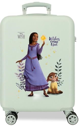 Disney Wishes Come True Valigia da Cabina Verde 38 x 55 x 20 cm Rigida ABS Chiusura a combinazione laterale 34 L 2 kg 4 ruote doppie bagaglio a mano, Verde, Taglia unica, Valigia cabina