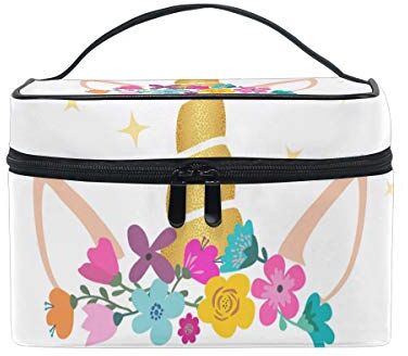 hengpai Carino Unicorno Fiore Corona Trousse Viaggio Treno Custodie Organizzatore per Donne Multicolore 1 Taglia unica