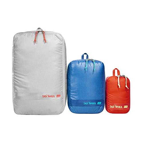 Tatonka Set di 3 sacchetti da imballaggio con cerniera, ultraleggeri e salvaspazio, con cerniera, 3 sacchetti in diverse misure (grigio/blu/nero)