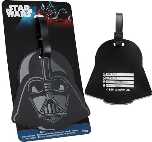 Disney Etichetta da Valigia Divertente, Etichette per Bagagli Portanome, Luggage Tag, Targhetta Valigia Aereo Stitch (Nero Darth Vader)