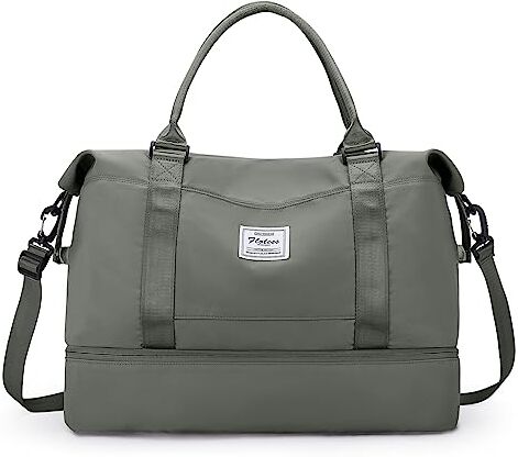 SEAFEW Borsone da Viaggio Donna, Bagaglio a Mano Borsa da Viaggio con Scomparto per le Scarpe, Borsa Sportiva Borsone da Palestra Grande, Borsa da Weekend, Borsa per Ospedale,A2 verde