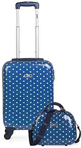 SKPAT 2 pc Set Cabin valigia e toilet bag Small Suitcase 20"(55x40x20 cm), ABS, rigido e resistente 4 ruote, confortevole e leggero, combination Lock , Color Jeans