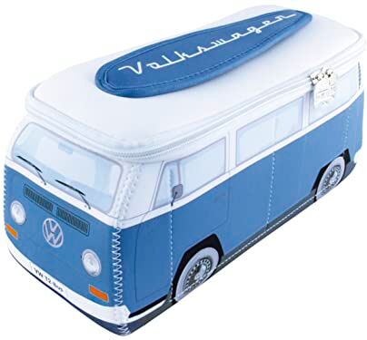 Brisa VW Collection Volkswagen beauty-case da viaggio in Neoprene trousse trucchi, porta oggetti con manico, Camper T2 Bus design (Blu/Grande)