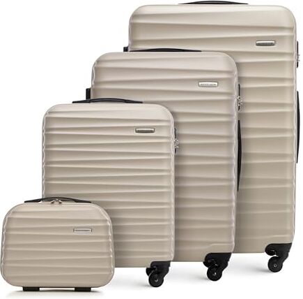 WITTCHEN Valigia da viaggio Bagaglio a mano Valigia da cabina Valigia rigida in ABS con 4 ruote girevoli Serratura a combinazione Maniglia telescopica GROOVE Line Set di 4 valigie Beige