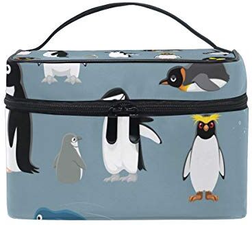 BALII Beauty case da viaggio con pinguini cartoni animati