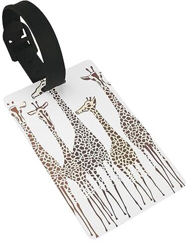 ZISHAK Etichette per bagagli con simpatiche giraffe in stile cartone animato, etichette uniche per bagagli da viaggio, etichette identificative per donne e uomini