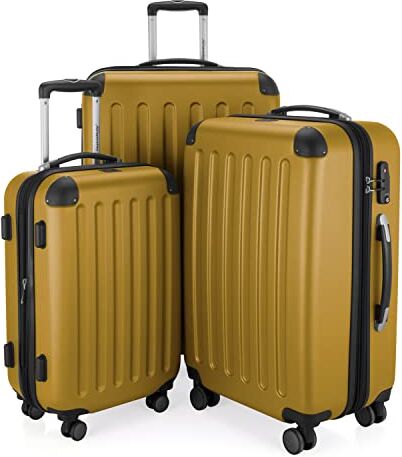 Hauptstadtkoffer SPREE Set di 3 valigie, Valigie rigide, Trolley con 4 doppie ruote, Bagaglio da viaggio opaco, Set da viaggio, TSA, (S, M e L), Autunno Oro