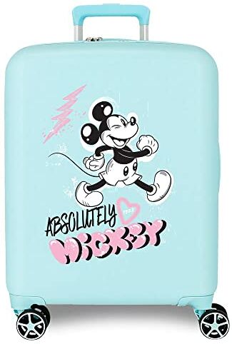 Disney Valigia cabina  Mickey Friendly Turchese 40x55x20 cm ABS rigido Lucchetto TSA integrato 38.4L 2.82 kg Bagaglio a mano 4 doppie ruote