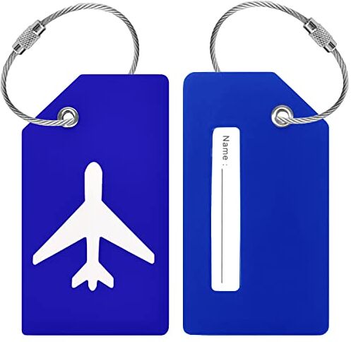 BlueCosto 2x Blu Etichette Valigia Viaggio Aereo Etichetta per Valigie Aereo Targhetta Bagaglio Luggage Tag