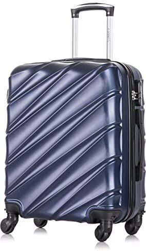 Leone Valigia Trolley Bagaglio a mano Rigido Ultraleggero in ABS 4 Ruote Autonome (Blu, 230 Valigia 56x45x25cm)