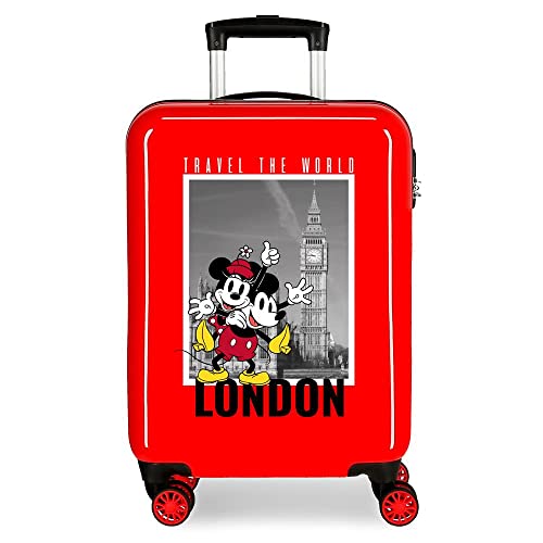 Disney Topolino e Minnie Viaggia per il Mondo London Valigia Cabina Rossa 38x55x20 cm ABS Rigido Chiusura a combinazione laterale 34L 2 kg 4 doppie ruote bagaglio a mano