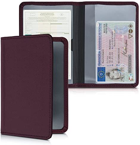 kwmobile Custodia in Neoprene per Libretto Circolazione Auto Cover Portalibretto con Scomparti per Tessere Patente Foderina Porta Documenti viola bordeaux