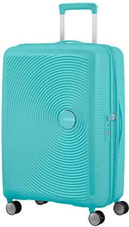 American Tourister Soundbox, Spinner Espandibile Bagaglio a Mano Unisex Adulto, Blu (Poolside Blue), M (67 cm 81 L)