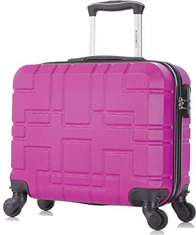 Leone Valigia EasyJet 45x36x20 cm Trolley Bagaglio a mano in ABS 4 Ruote (Fucsia, 8088 Valigia 45x4x20cm)