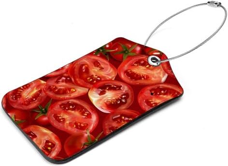 KQNZT Etichetta per bagagli, 2 etichette personalizzate per bagagli, etichetta per bagagli in pelle, etichetta per bagagli carina, etichetta per bagagli, pomodoro vegetale rosso