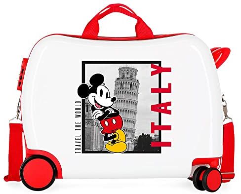 Disney Topolino e Minnie Viaggia per il Mondo Italia Valigia Bimbo Bianco 50x39x20 cm ABS Rigido Chiusura laterale con combinazione 34L 1,8 kg Bagaglio a mano 4 Ruote