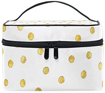 BALII Beauty case da viaggio con pois dorati, per donne e ragazze