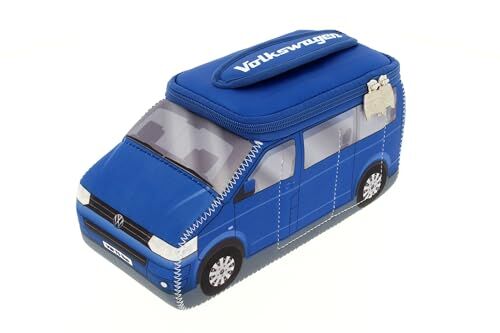 Brisa VW Collection Volkswagen beauty-case da viaggio in Neoprene trousse trucchi, porta oggetti con manico, Campervan T5 Bus design (Blu/Grande)