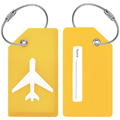 BlueCosto 2x Giallo Etichette Valigia Viaggio Aereo Etichetta per Valigie Aereo Targhetta Bagaglio Luggage Tag