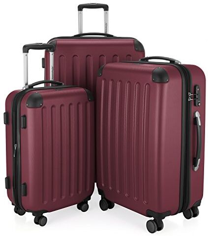 Hauptstadtkoffer SPREE Set di 3 valigie, Valigie rigide, Trolley con 4 doppie ruote, Bagaglio da viaggio opaco, Set da viaggio, TSA, (S, M e L), Borgogna