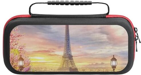 Generic0404 Parigi Torre Eiffel Art Fashion compatibile con custodia da viaggio protettiva rigida borsa da trasporto con 20 cartucce di gioco