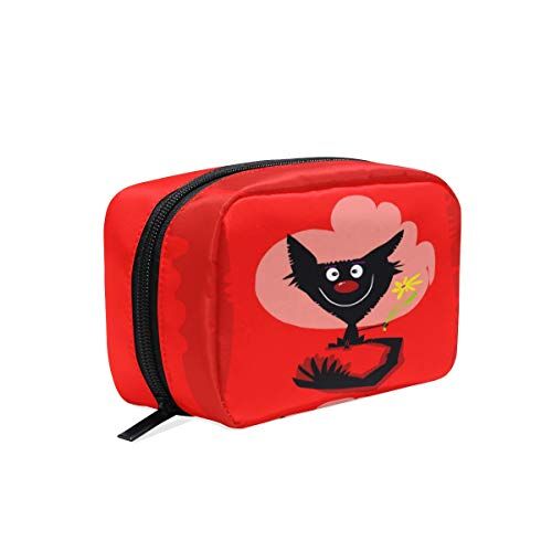 Mnsruu Beauty case da viaggio con gatto sorridente, colore: nero