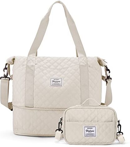 SEAFEW 40x20x25 Ryanair Borsa da Viaggio Bagaglio a Mano Borsone da Viaggio Espandibile Borsa Palestra Borsone Palestra Valigia Borsa da Weekend Borsone Valigia Borsa a Mano,E5-beige con trousse