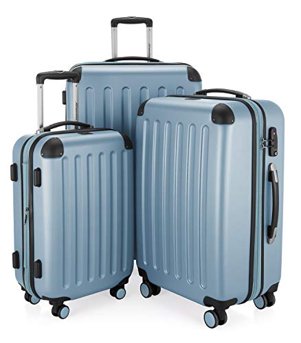 Hauptstadtkoffer SPREE Set di 3 valigie, Valigie rigide, Trolley con 4 doppie ruote, Bagaglio da viaggio opaco, Set da viaggio, TSA, (S, M e L), Piscina blu