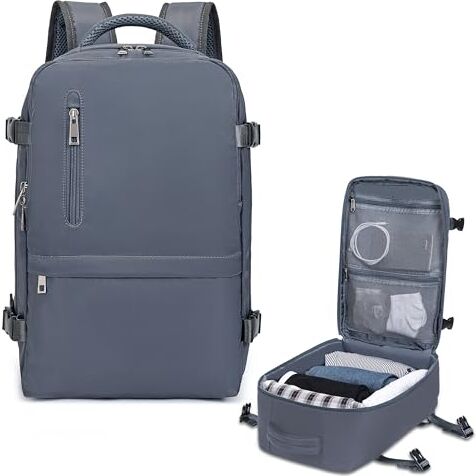 Xkdoai Zaino 40x20x25 per Ryanair, Zaino da Viaggio Aereo Bagaglio a Mano Borse Cabina Valigia Zaini Casual Unisex Borsone da Viaggio Impermeabile Casual Daypack 20L Grigio