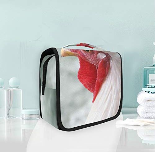 FANTAZIO Beauty case multifunzionale a forma di pollo bianco, portatile, impermeabile, da appendere in viaggio, per donne e ragazze