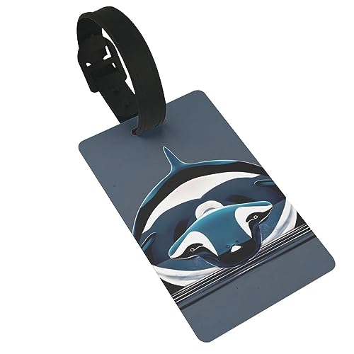 ZISHAK Etichette per bagagli con orca killer whale, etichette uniche per bagagli da viaggio, etichette identificative per donne e uomini