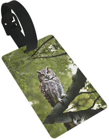 MQGMZ Gufo Albero Rami Stampa Valigia Tag Etichette Bagagli,Strumento Pelle Borsa Tag Case Tag Accessori Da Viaggio