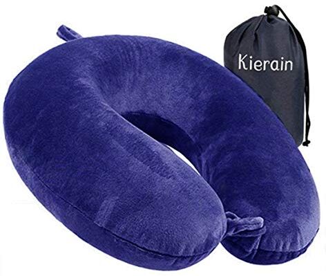 life hall Cuscino da viaggio, supporto per il collo in memory foam, comodo, compatto e leggero per campeggio, cuscino per dormire Blu Marina Militare 27x27x12