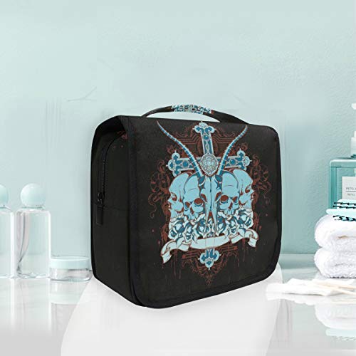 FANTAZIO Beauty case da viaggio a forma di teschio blu con scomparti