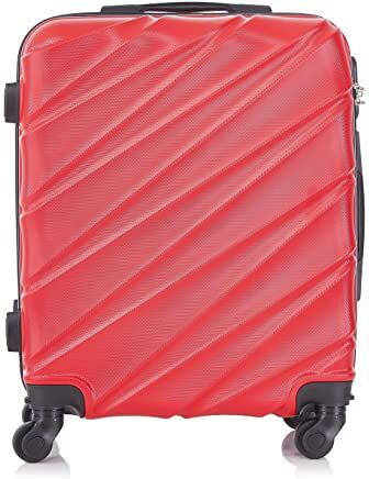 Leone Valigia Trolley Bagaglio a mano Rigido Ultraleggero in ABS 4 Ruote Autonome (Rosso, 230 Valigia 56x45x25cm)