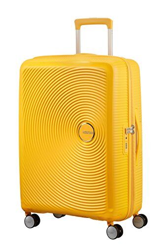 American Tourister Soundbox, Spinner Espandibile Bagaglio a Mano Unisex Adulto, Giallo (Golden Yellow), M (67 cm 81 L)