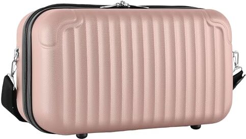 Leone Bagaglio a Mano 40x20x25 Ryanair Beauty Case Traccolla in ABS (999 40X20X25cm, Rose Gold)