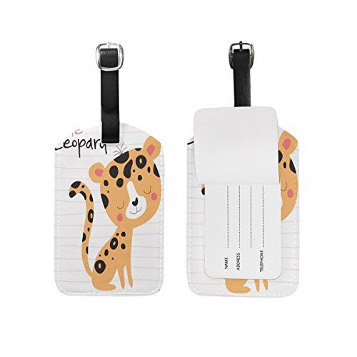 Aotmany Cooper Girl Carino Leopard Etichetta Bagaglio Viaggio ID Etichetta in Pelle per Bagaglio Valigia 1 Pezzo