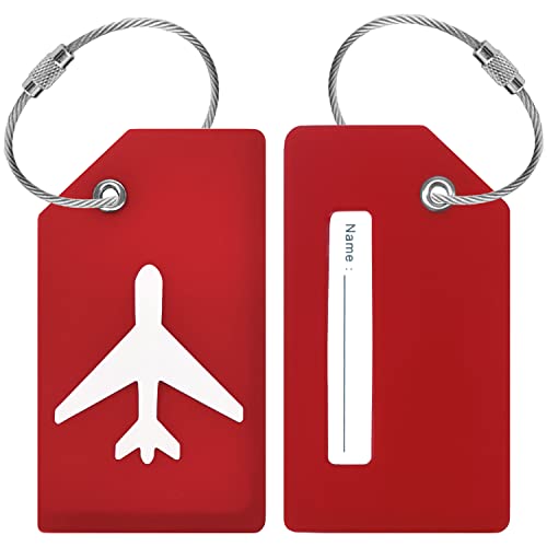 BlueCosto 2x Rosso Etichette Valigia Viaggio Aereo Etichetta per Valigie Aereo Targhetta Bagaglio Luggage Tag